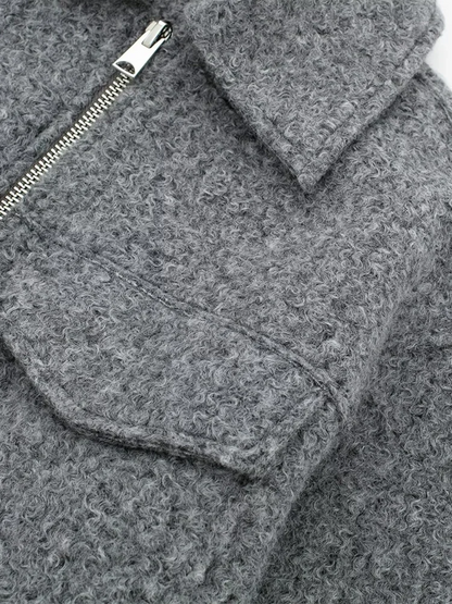 Jaqueta Feminina Bomber de Lã com Bolsos e Zíper - Jessy