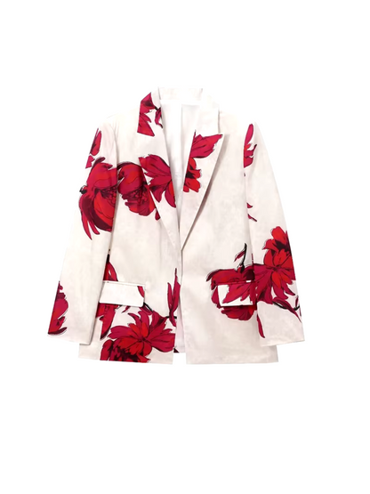 Conjunto Feminino Floral de Alfaiataria com Blazer de Botão e Calça Flare - Lia