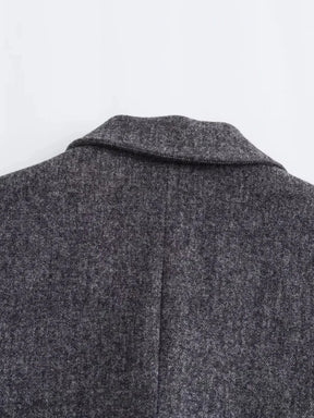 Conjunto de Blazer com Colarinho e Saia Midi em Lã Batida - Anastacia