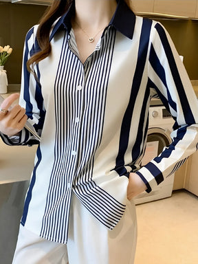 Camisa Feminina Listrada Elegante Casual - Rachel [FRETE FULL]