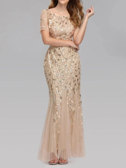 Vestido Feminino Longo de Festa Sereia com Tule e Bordados - Lyra