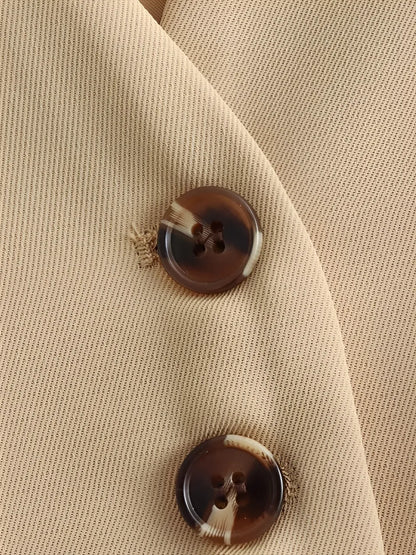 Conjunto Feminino Alfaiataria com Colete Abotoado e Saia Longa Fluida - Anabelle