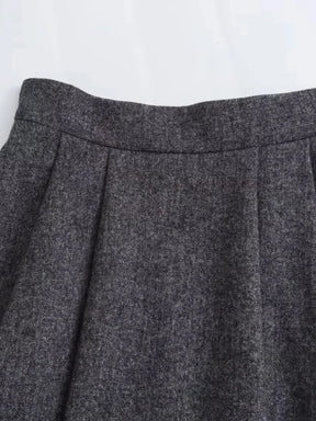 Conjunto de Blazer com Colarinho e Saia Midi em Lã Batida - Anastacia