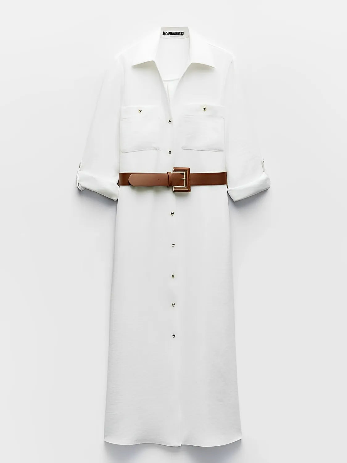 Vestido Feminino Chemise Decote em V com Abertura Frontal em Botões - Alexandra
