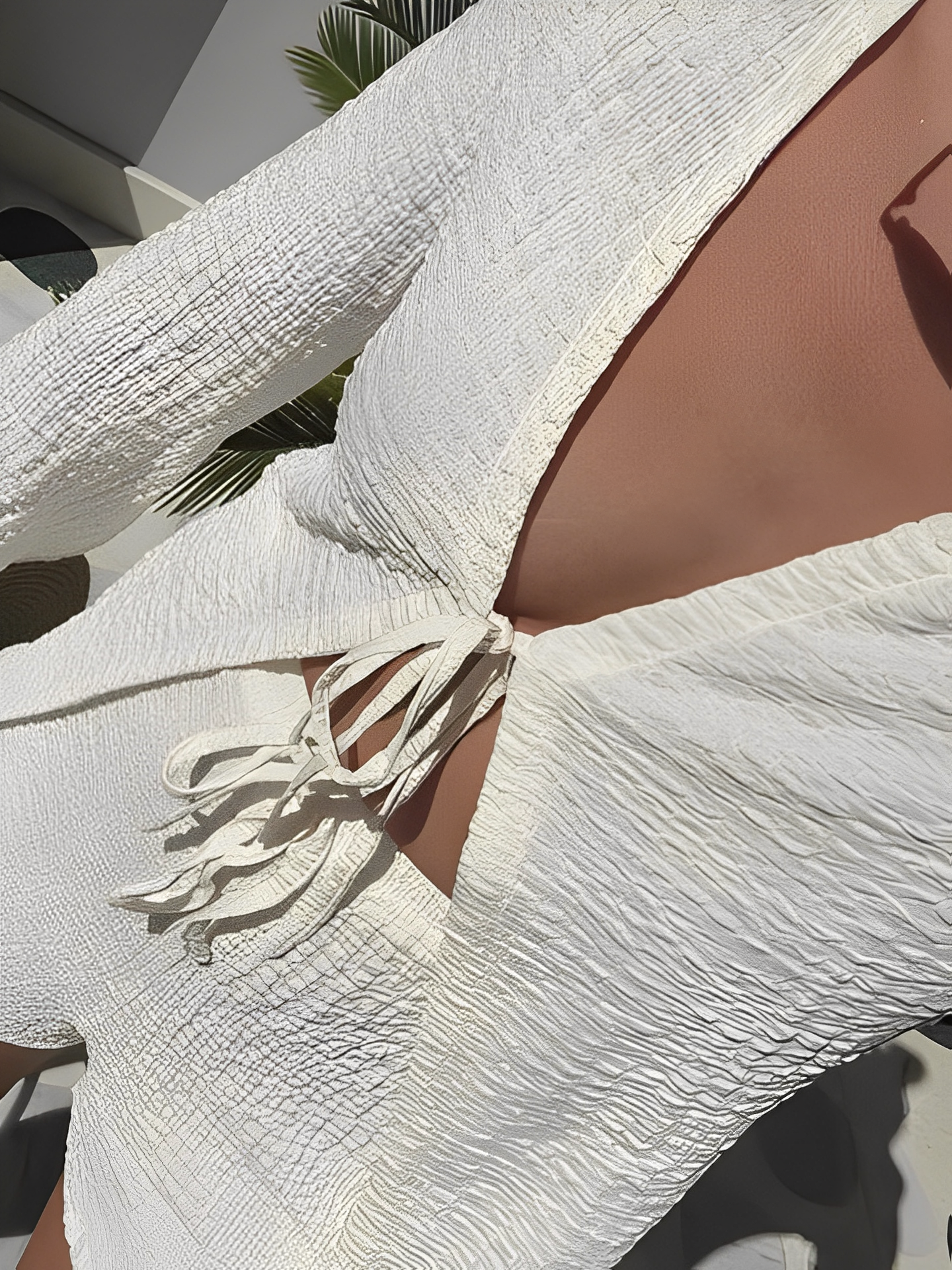 Conjunto Texturizado com Camisa de Amarração Frontal e Short Leve - Daisy