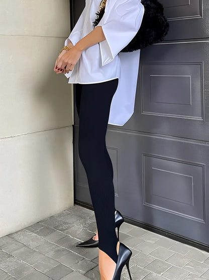 Calça Feminina Legging Canelada Cintura Alta com Pézinho - Leticia