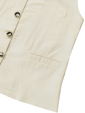 Conjunto de Linho Colete com Amarração e Bermuda Cós Elástico - Eleanor