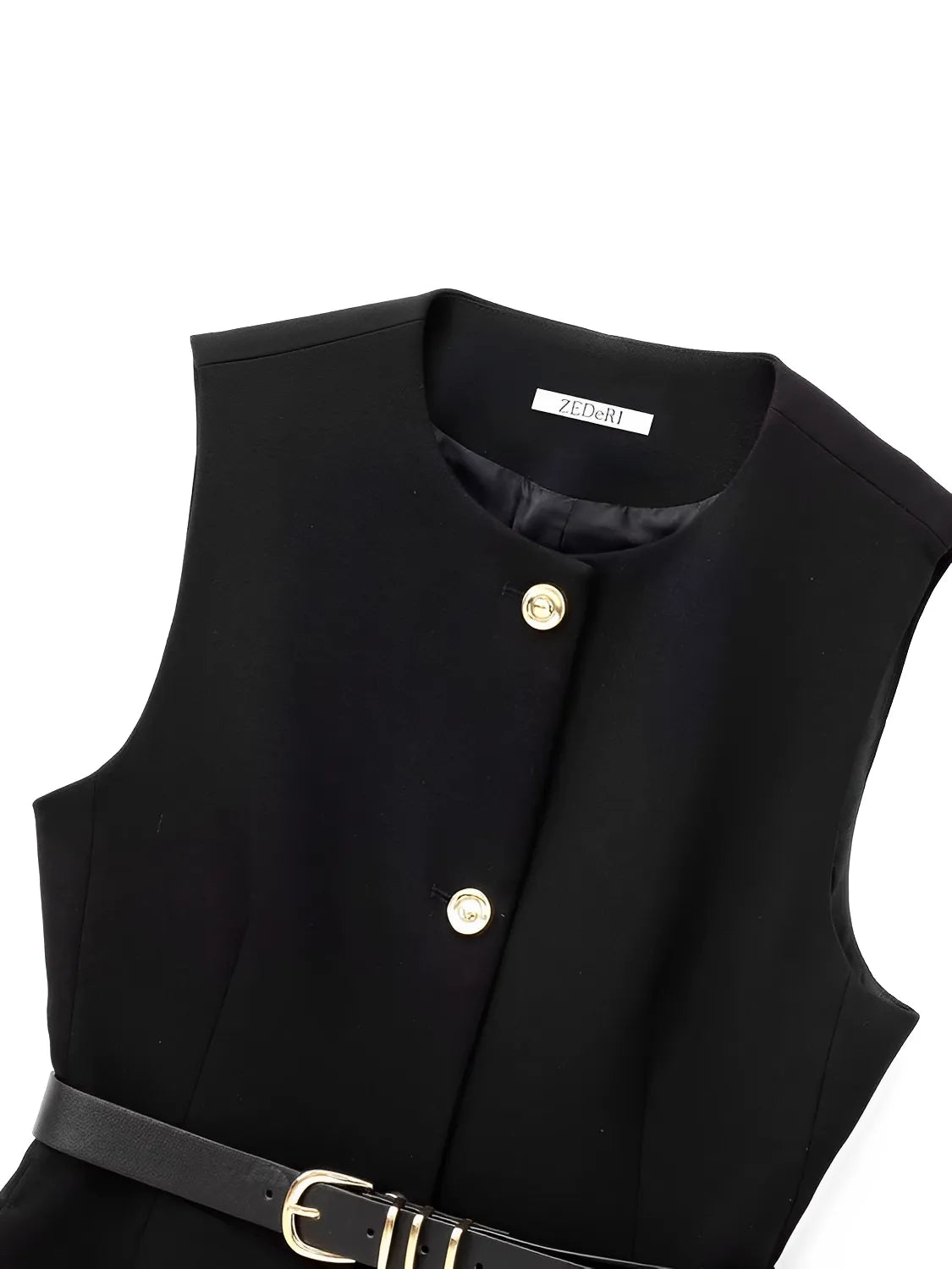 Blusa Feminina Regata Peplum com Botões e Cinto Ajustável - Cora