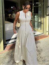 Vestido Longo com Zíper no Busto Cintura Império e Bolsos – Liriel