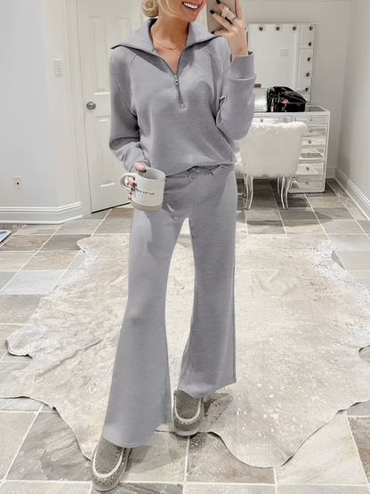 Conjunto Feminino com Suéter Gola Alta Ajustável e Calça Cintura Média com Ajuste de Cordão - Alessandra