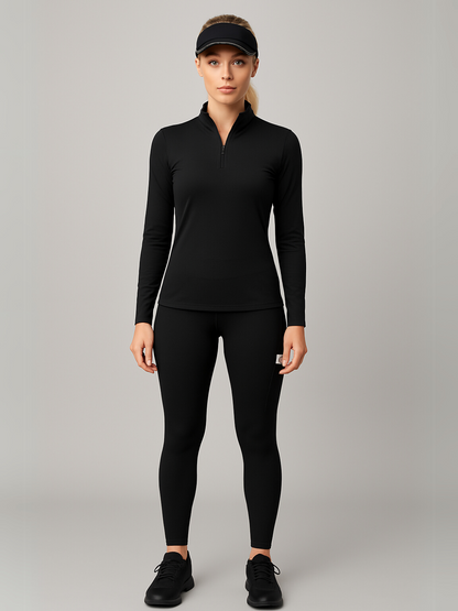 Conjunto Térmico com Blusa Manga Longa de Zíper e Legging Funcional com Bolso - Inara