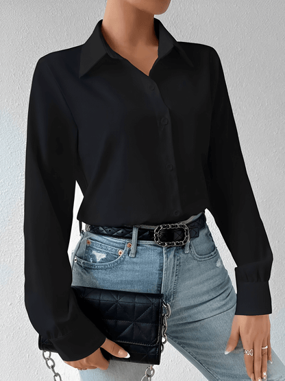 Camisa Body Feminina Estilo Alfaiataria com Punhos Estruturados e Botões – Mercedes