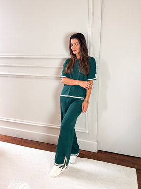 Conjunto Feminino em Viscose com Blusa Mullet e Calça com Fenda – Mirtes