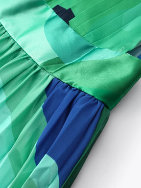 Vestido Midi Plissado Estampado com Decote em V Elegante – Adriene [FRETE FULL]
