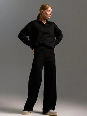 Conjunto com Suéter Gola Polo e Calça Flare Cintura Elástica - Isis