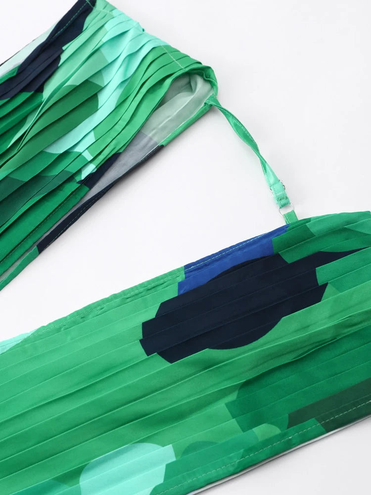 Vestido Midi Plissado Estampado com Decote em V Elegante – Adriene [FRETE FULL]