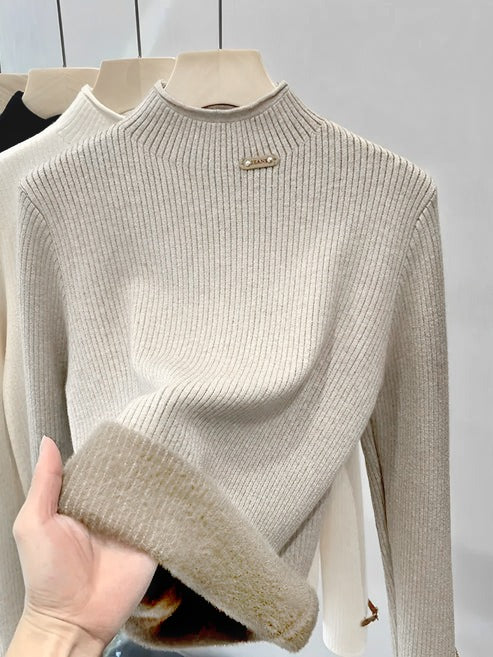 Suéter Feminino Peluciado de Algodão com Gola Alta Aconchegante – Nancy
